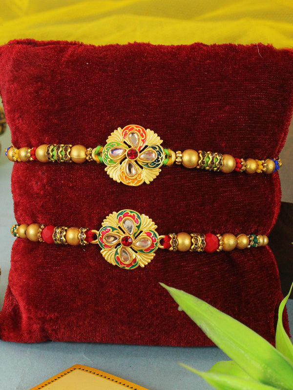 Premium Rakhi ( Set of 2) for Brother with Rakhi card and 1 Roli Chawal