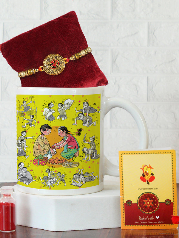 Rakhi for Brother with Printed Milk Mug