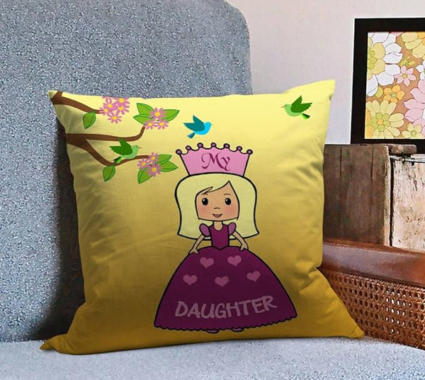 Birthday Gifts for Daughter Printed Satin Cushion (12 Inch X 12 Inch with Filler)