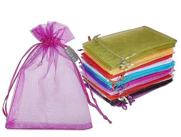 Set of 80 Organza Bag Return Gift Potlies for Wedding, Housewarming, Gift (Small,13 Cm X 18 Cm)