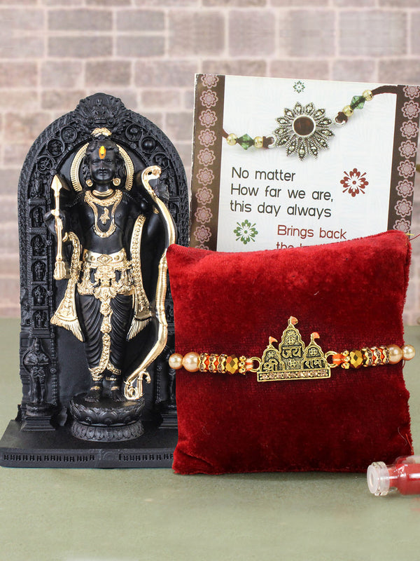 Ramlalla Designer Rakhi with Ramlalla Idol Statue | Rakhi Card & Roli Chawal