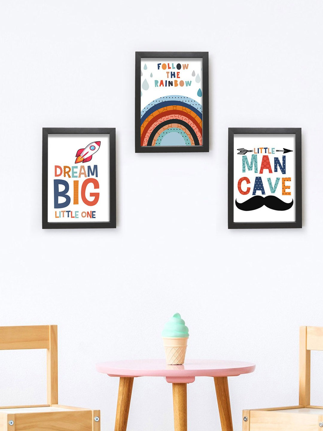 Buy | Set of 3 Multi-Coloured Motivational Thoughts Wall Art | Tied Ribbons