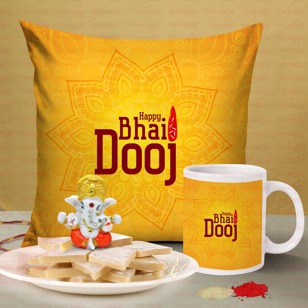 Ganesha Thali & Almonds Bhaidooj Potli Gift sri-lanka | Gift Ganesha Thali  & Almonds Bhaidooj Potli Gift- FNP