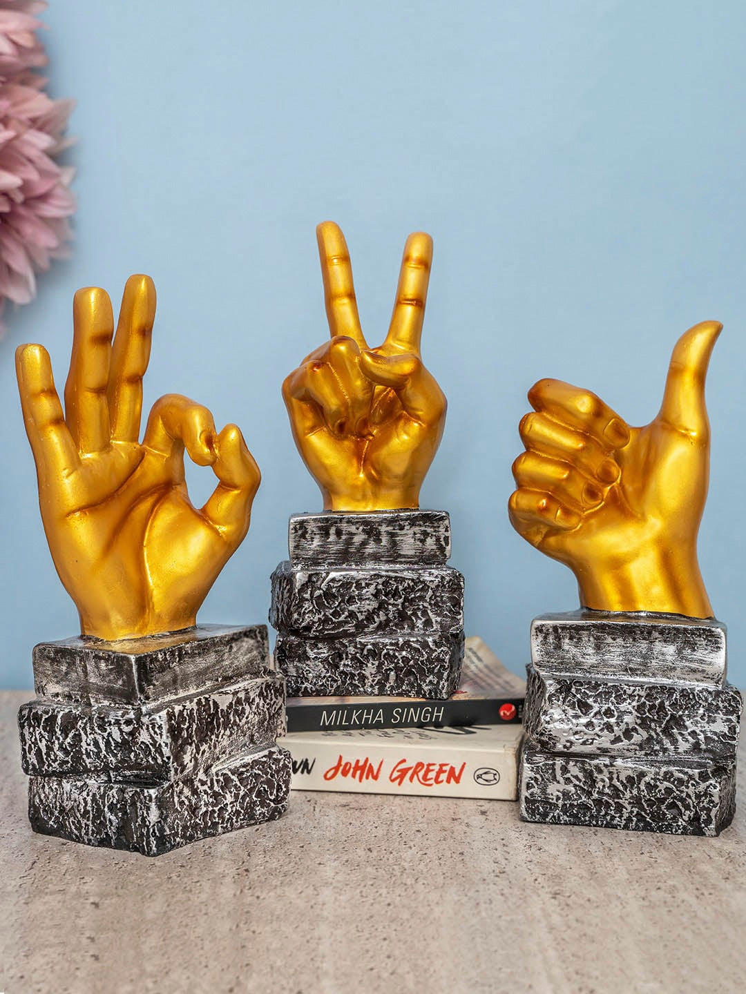 Set of 3 Hand Sign Statue Decorative Showpiece 1