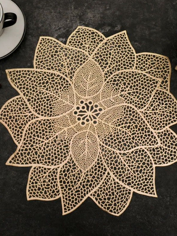 Set of 6 Designs Laser Cut Dining Table Mat for Your Home (Gold)