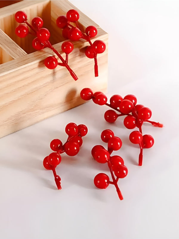 Set Of 12 Red Christmas Berry Artificial Flower