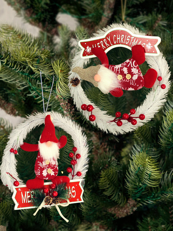 Set of 2 Red & White Christmas Decor