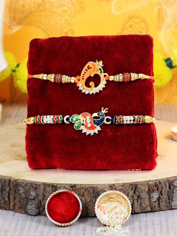 Rakhi for Brother with  Rakhi (Set of 2 ) Rakhi Card and Roli Chawal Tika