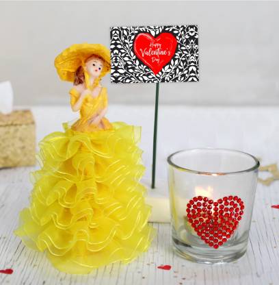 Valentine's Day Gifts Greeting Card, Showpiece, Candle Tealight Holder Gift Set